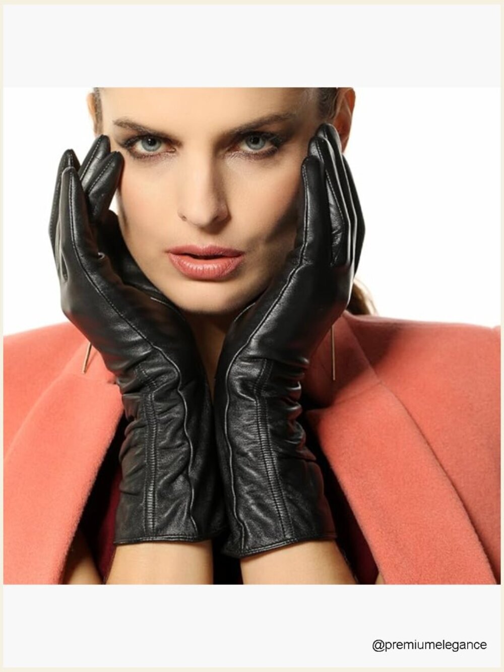 Genuine Lambskin Leather Touchscreen Gloves Winter Fleece Lined Long